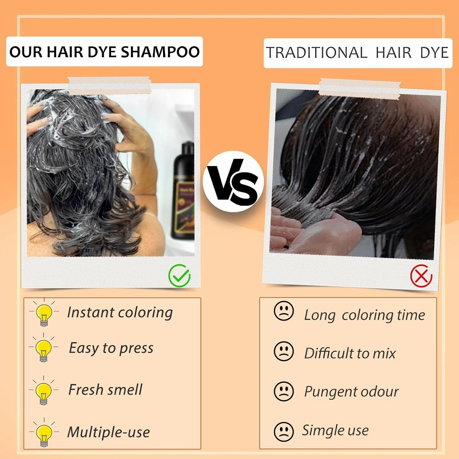 Hair Dye Shampoo 3 in 1, Long-Lasting Gray Hair Coverage, Natural Dark Coffee Hair Color Shampoo with Herbal Ingredients, Easy Application Shampoo Para Canas for Women Men 16.9 Fl Oz