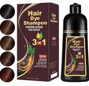Hair Dye Shampoo - 3 In1 Formula for Fast Grey Coverage Shampoo- Natural Hair Color Shampoo for Women & Men, Herbal Ingredients Instant Hair Color Shampoo- Champu Para Canas Mujer 500ml-Chestnut Brown