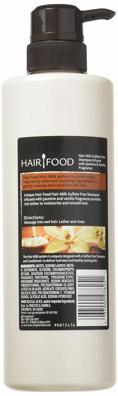 Hair Food Sulfate Free Hair Milk Shampoo with Jasmine & Vanilla Fragrance, 17.9 Fluid Ounce