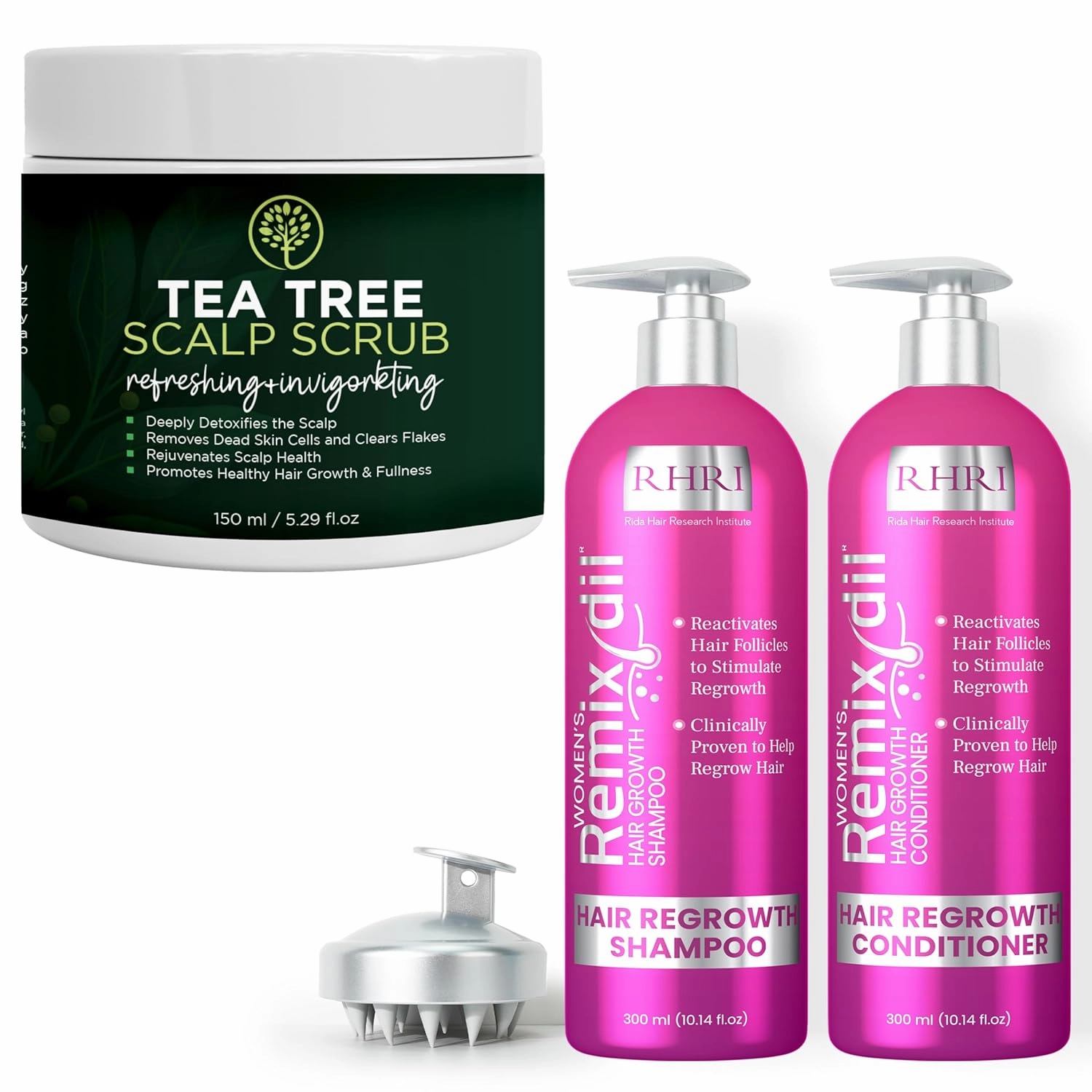 Hair Growth Shampoo and Conditioner   Tea Tree Scalp Scrub Hair Regrowth Treatment | Strengthening, Thickening & Soothing Formula for Healthy, Vibrant Hair