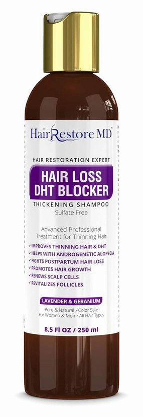 Hair LOSS DHT BLOCKER SHAMPOO "Lavender & Geranium", Biotin Hair Growth Thickening Caffeine Shampoo, Hair Loss Thinning and Fine Hair, Regrowth Thickening Products for Men & Women, Sulfate Free