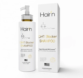 HAIR’n DHT Blocker Shampoo, Vegan Formula for Thinning Hair, Biotin, Argan Oil, Keratin & 30 Exotic Botanicals, Moisturizes, Strengthens & Hair Growth, Sulfate-Free, Paraben-Free, Safe for Mens Womens