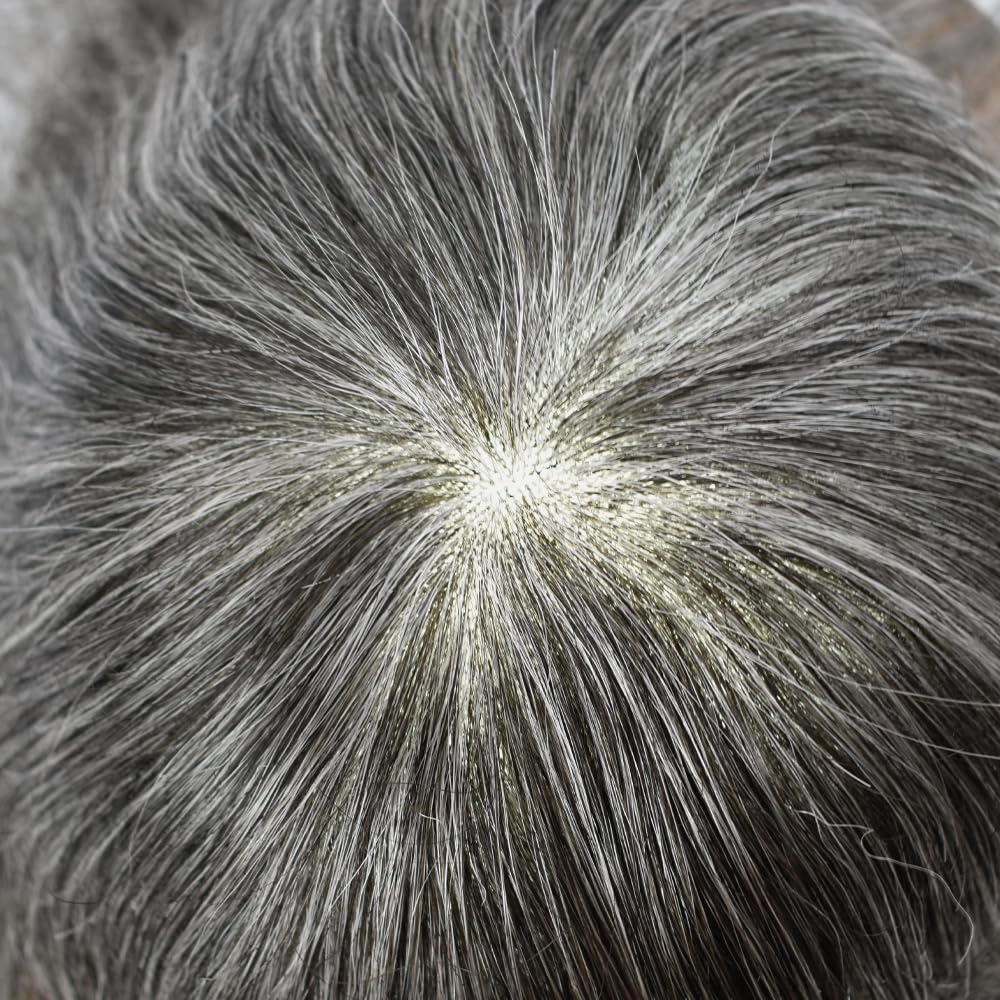Hair Piece For Men Full French Lace Mens Toupee Human Hair Replacement Systems Bleached Knots Men Toupee Hair Systems Hair Pieces For Men 8x10-100% Light medium density#17 DARK ASH BLONDE