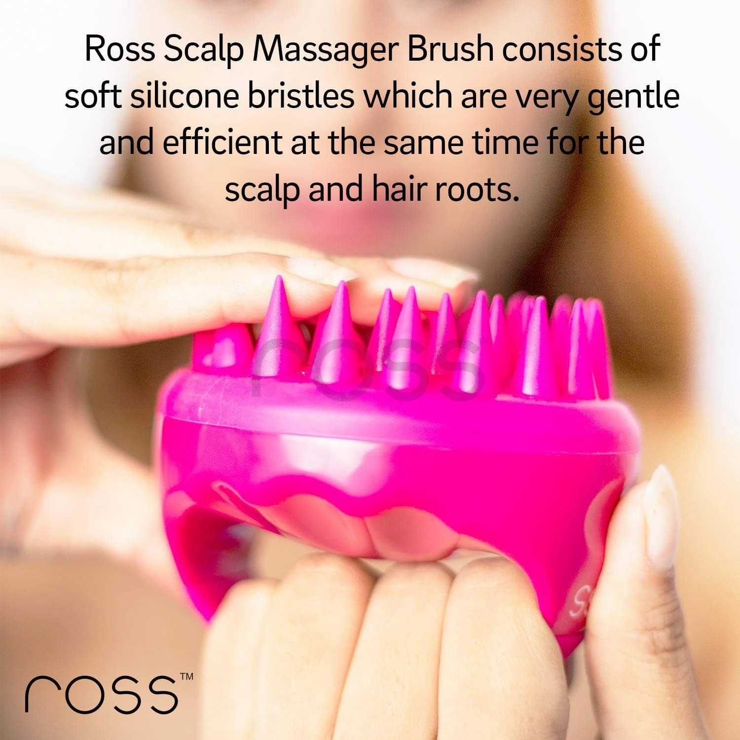 Hair Scalp Massager Shampoo Brush with Soft Silicone Bristles for Anti Dandruff, Exfoliating with Scalp Care Manual Head Massager, 1 Count (Pack of 1) (Style 1, Pink)