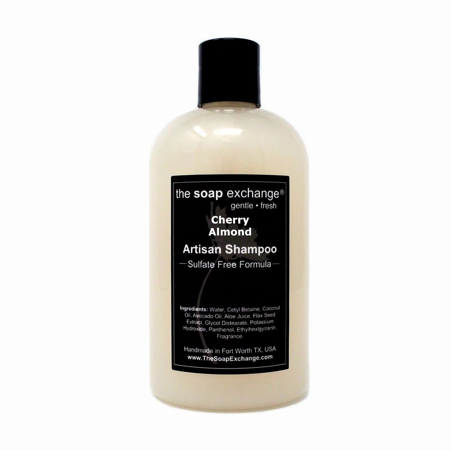 Hair Shampoo - Cherry Almond Scent - Hand Crafted 12 fl oz / 354 ml Natural Artisan Hair Care, Gentle, Sulfate & Paraben Free, Cleanse, Moisturize, & Protect. Made in the USA.