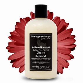 Hair Shampoo - Cherry Almond Scent - Hand Crafted 12 fl oz / 354 ml Natural Artisan Hair Care, Gentle, Sulfate & Paraben Free, Cleanse, Moisturize, & Protect. Made in the USA.