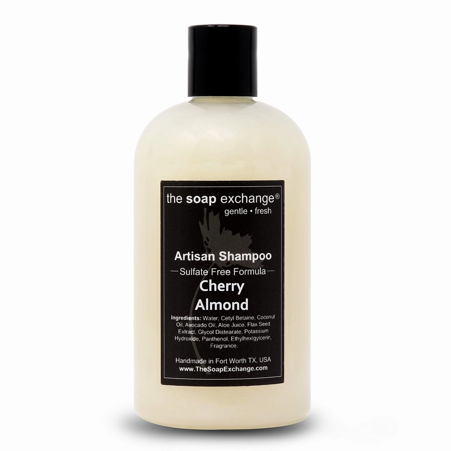 Hair Shampoo - Cherry Almond Scent - Hand Crafted 12 fl oz / 354 ml Natural Artisan Hair Care, Gentle, Sulfate & Paraben Free, Cleanse, Moisturize, & Protect. Made in the USA.