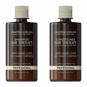 Hair Therapy Shampoo & Conditioner Set for Stronger, Thicker Hair - Professional Anti-Hair Loss and Oil Control, Hydrates and Adds Shine, Paraben-Free, Silicone-Free