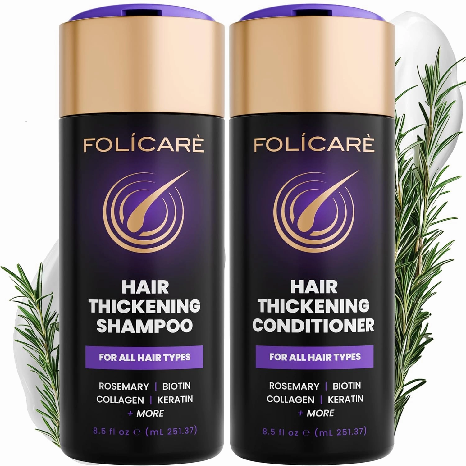 Hair Thickening Shampoo and Conditioner For Women & Men, Biotin Shampoo & Conditioner Set, Men & Women's Thinning Damaged & Curly Hair, Sulfate & Paraben Free