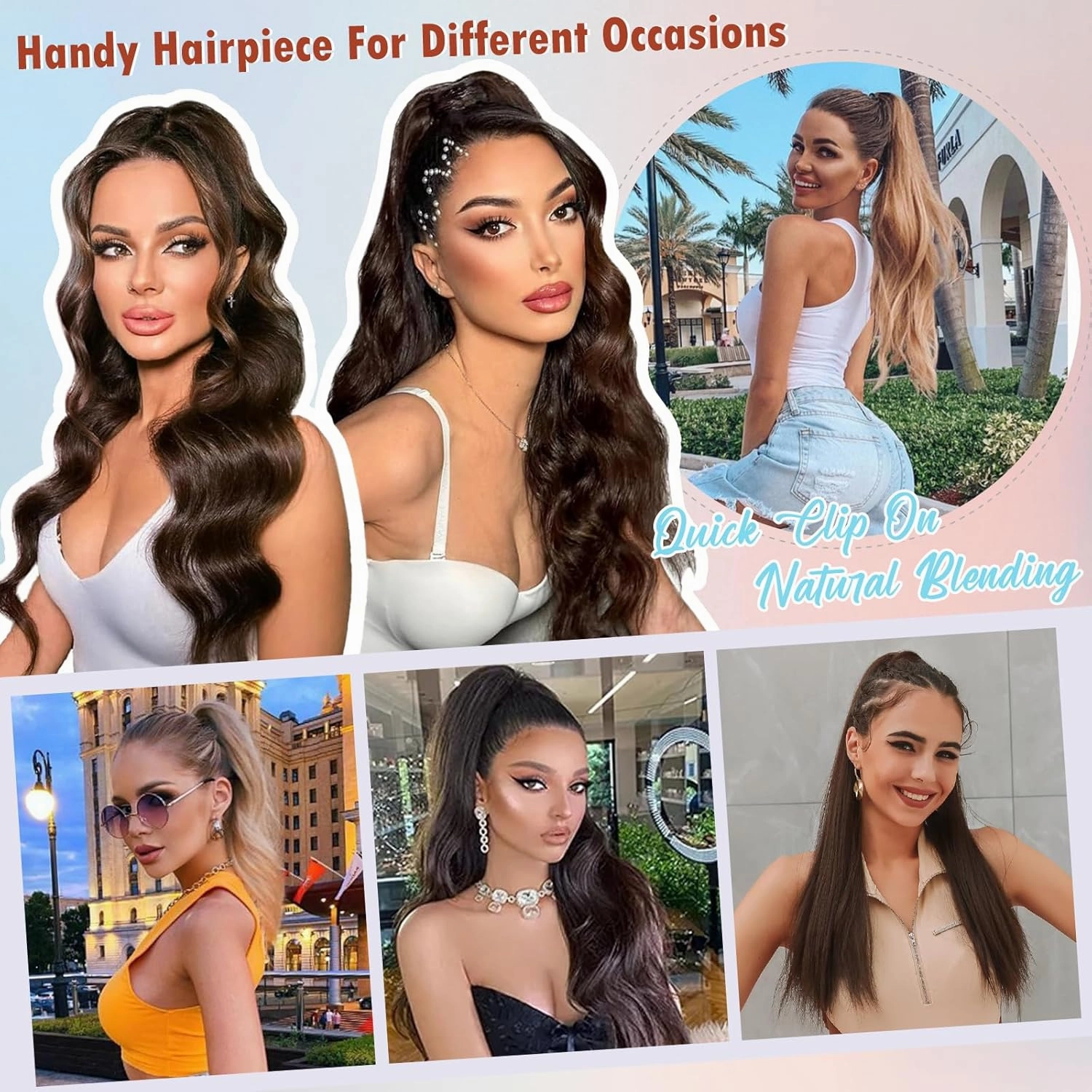 Hairro Claw Clip In Ponytails 100% Real Human Hair Ponytail Hair Extensions Jaw On Ponytail Extensions Jaw/Claw Clips Pony Tail Hairpieces For Women 14 Inch 105g #613 Light Blonde