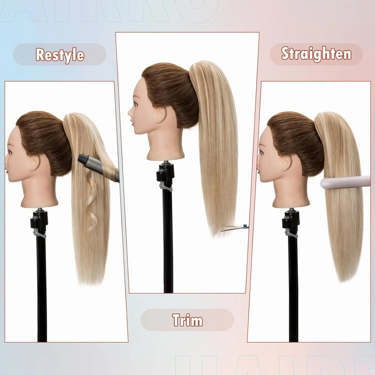 Hairro Claw Clip In Ponytails 100% Real Human Hair Ponytail Hair Extensions Jaw On Ponytail Extensions Jaw/Claw Clips Pony Tail Hairpieces For Women 14 Inch 105g #613 Light Blonde