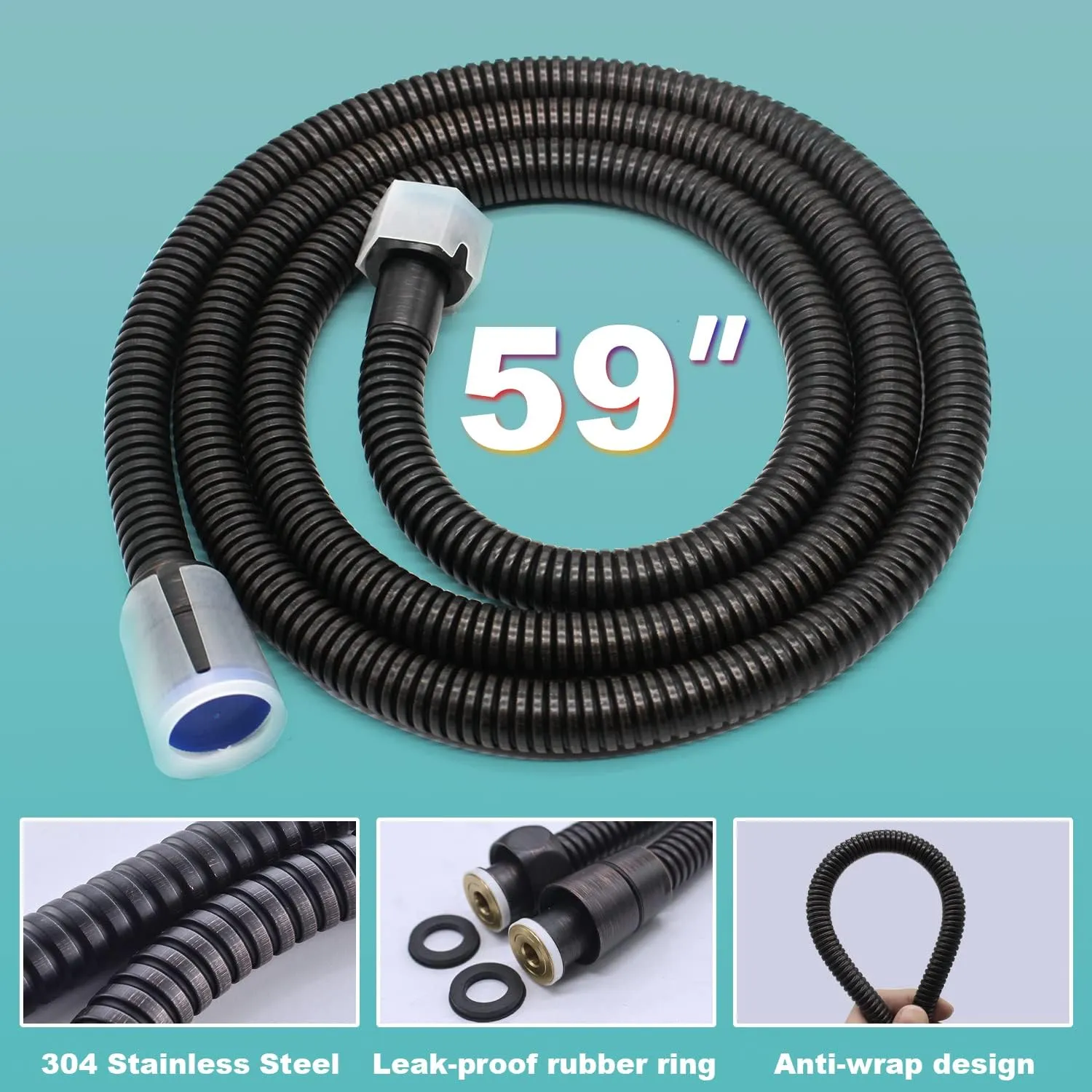 Hand-held Shower Head Set - Oil Rubbed Bronze Brass Handheld Shower Wand with Wall Mount Adjustable Elbow Holder and 59inch Long Hose - Modern Rectangle Hand Shower High Pressure
