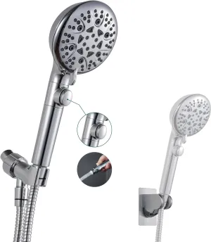 Handheld Shower Head with On Off Switch 8-Mode High Pressure Showerhead with 79 Inches Extra-long Stainless Steel Hose and Bracket PLUS Extra Low-Reach Adhesive Wall Mount for Kids,Silver…