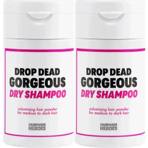 Handmade Heroes Non Aerosol Dry Shampoo Volume Powder 1.8oz, 100% Natural & Vegan For Dark Hair & Brunette Hair (2 pc set)