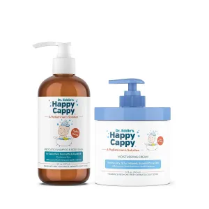 Happy Cappy Medicated Shampoo and Body Wash and Moisturizing Cream Bundle - Baby Dandruff Shampoo, Eczema Lotion for Kids, Helps Cradle Cap and Seborrheic Dermatitis, Reduces Redness, Fragrance-Free