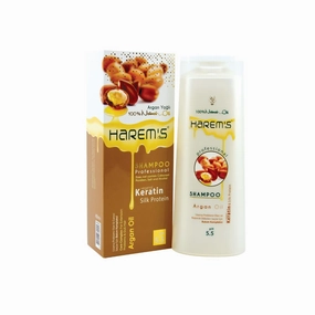 Harem's Argan & Olive Oil Hair Shampoo, Keratin Containing Shampoo, Silk Protein Shampoo,argan oil and special vegetable oil blends helps regulating the moisture-oil balance.