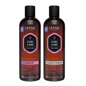 HASK CURL CARE Shampoo   Conditioner Set Coconut and Argan Oil, for Curly Hair Types, Vegan, Color Safe, Gluten-Free, Sulfate-Free, Paraben-Free, Cruelty-Free - 1 Shampoo and 1 Conditioner