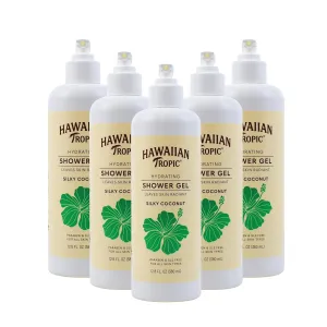 Hawaiian Tropic Hydrating Shower Gel, Body Wash 5 Pack, 380ml Bottle, Silky Coconut Scent, SLS Free, Paraben Free, Hotel Bathroom Amenities, Bulk Size, Air Bnb, Guest Bathroom Essentials, Airbnb