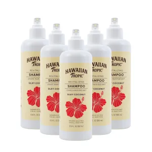Hawaiian Tropic Revitalizing Shampoo 5 Pack, 380ml Bottle, Silky Coconut Scent, SLS Free,Paraben Free, Hotel Bathroom Amenities, Bulk Size, Air Bnb, Guest Bathroom Essentials, Airbnb