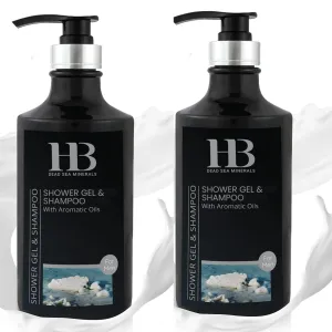 HB Shower Gel & Shampoo for Men – 2-in-1 Body Wash for Men & Shampoo with Dead Sea Minerals, Deep Cleansing & Moisturizing, Men's Essentials, Shower Gel for Fresh Skin & Scalp 780ml (pack of 2)