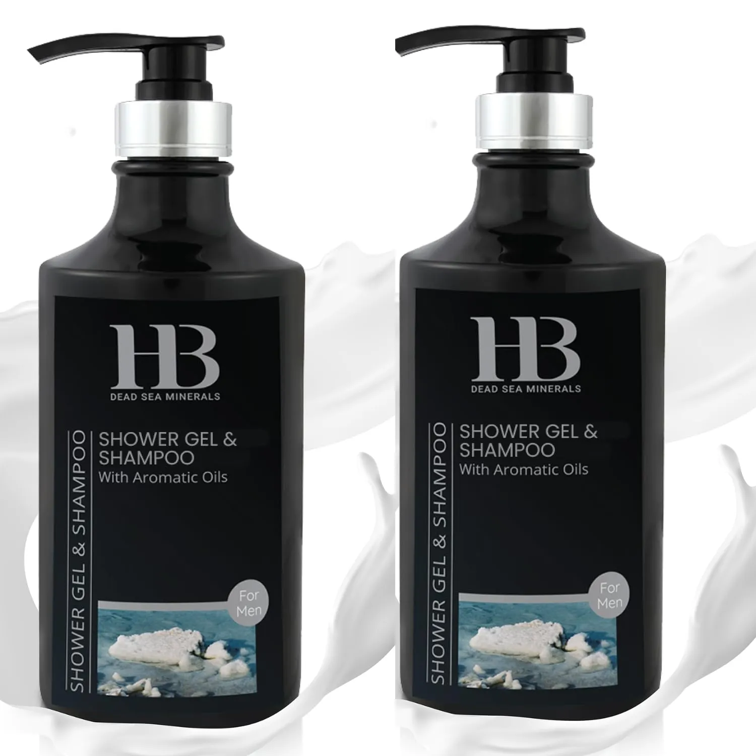 HB Shower Gel & Shampoo for Men – 2-in-1 Body Wash for Men & Shampoo with Dead Sea Minerals, Deep Cleansing & Moisturizing, Men's Essentials, Shower Gel for Fresh Skin & Scalp 780ml (pack of 2)