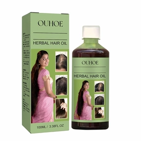 Herbal Hair Oil, Ouhoe Hair Growth Serum, Organic Herbal Blend with Rosmarinus Officinalis, Ginger, Polygonum Multiflorum Root, Extract, Mineral Oil, Suitable for All Hair Types (1)