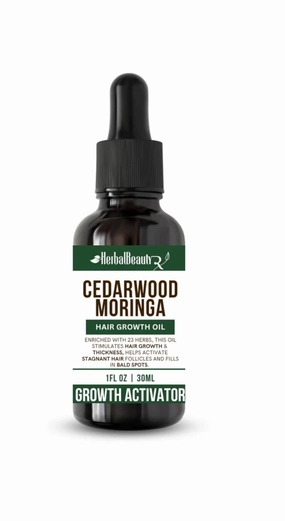 Herbalbeautyrx Cedarwood & Moringa Hair Growth Oil – 100% Natural & Plant-Based – Protects Against Hair Breakage & Helps Boost Thin Hair – For All Hair Types, 1 fl oz
