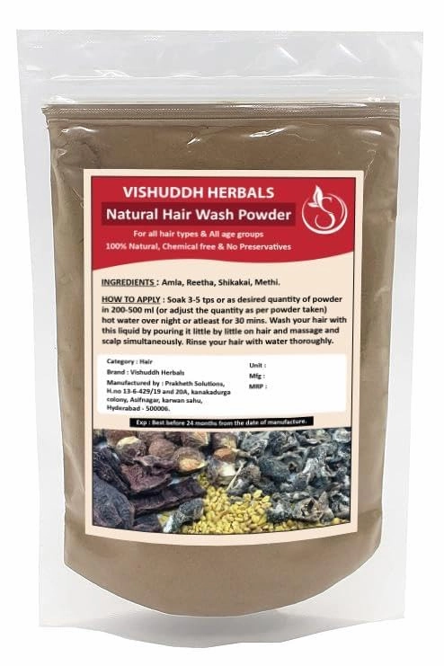 Herbals Natural Hair Wash Powder Natural Hair Shampoo With Herbal Amla Reetha Shikakai And Methi Dana Powder For Men & Women, Totally Organic | Hair Growth | Reduce Hair Fall & Dandruff(100 g)