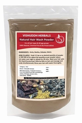 Herbals Natural Hair Wash Powder Natural Hair Shampoo With Herbal Amla Reetha Shikakai And Methi Dana Powder For Men & Women, Totally Organic | Hair Growth | Reduce Hair Fall & Dandruff(100 g)