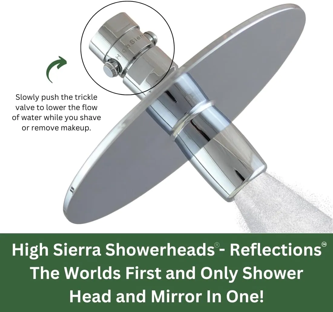 High Sierra® - Solid Metal 4-Way Combo REFLECTION™ Fixed and Hanheld Shower Heads with Slipped Free Rubber Grip. Run Separately or Both at Full Flow - 1.8 GPM per Shower Head - Brushed Nickel Finish