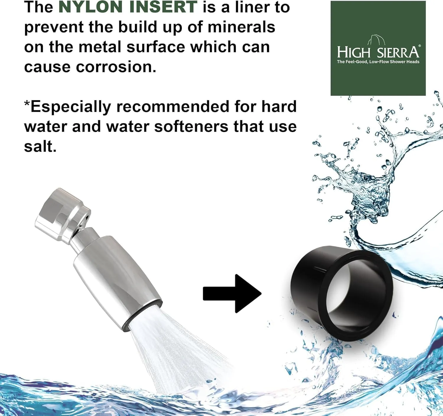 High Sierra® - Solid Metal 4-Way Combo REFLECTION™ Fixed and Hanheld Shower Heads with Slipped Free Rubber Grip. Run Separately or Both at Full Flow - 1.8 GPM per Shower Head - Brushed Nickel Finish