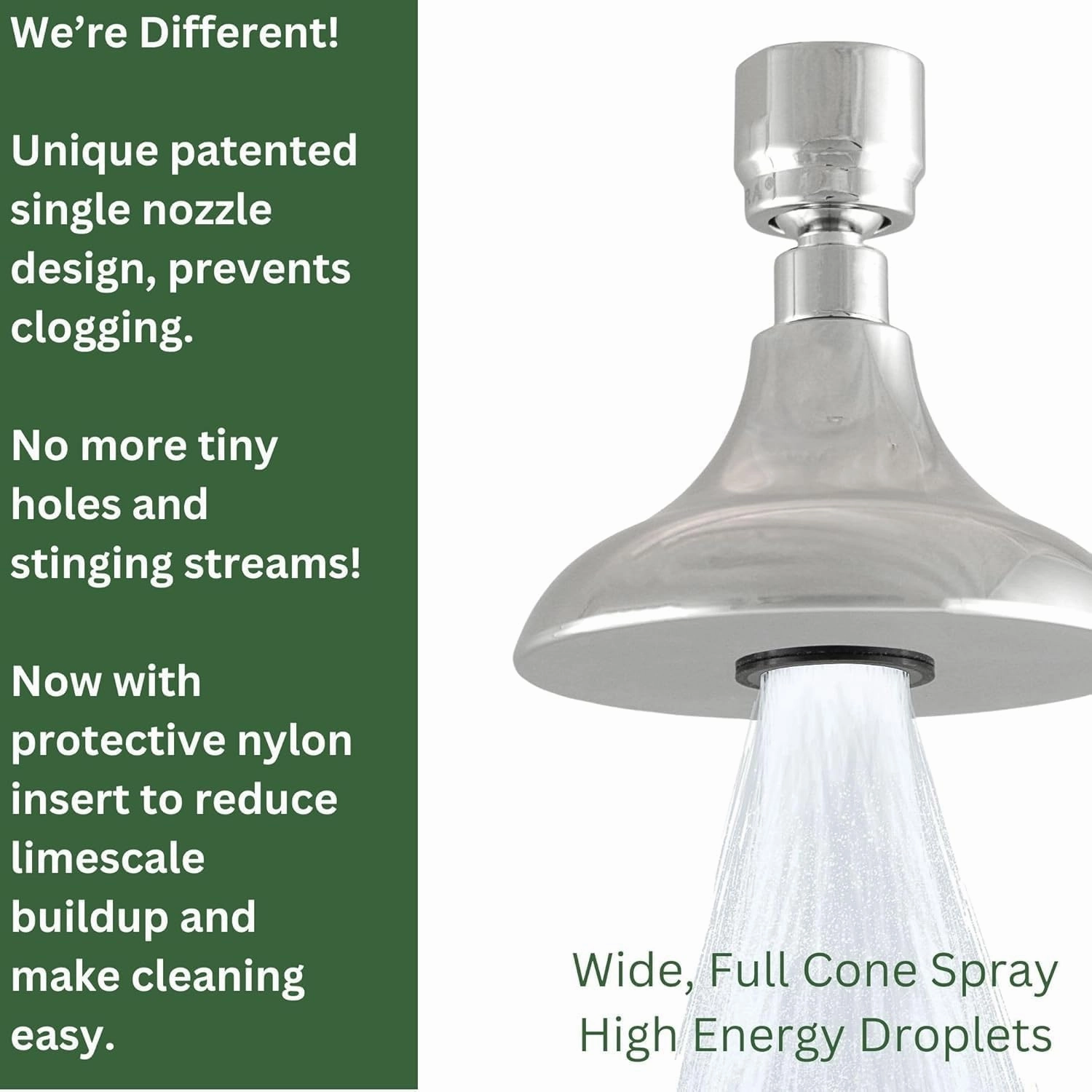 High Sierra Showerheads® - HALF DOME® Solid Metal 1.25 GPM Rain Shower, Ultra Low Flow Shower Head, Patented Nozzle Never Clogs - Brushed Nickel Finish