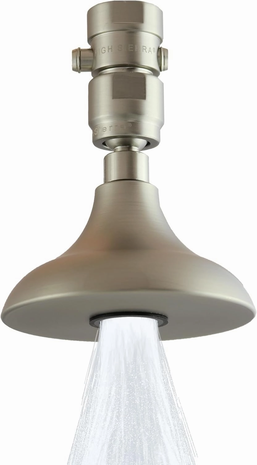 High Sierra Showerheads® - HALF DOME® Solid Metal 2.0 GPM Rain Shower, High Pressure Shower Head with Trickle Valve, Patented Nozzle Never Clogs - Brushed Nickel Finish