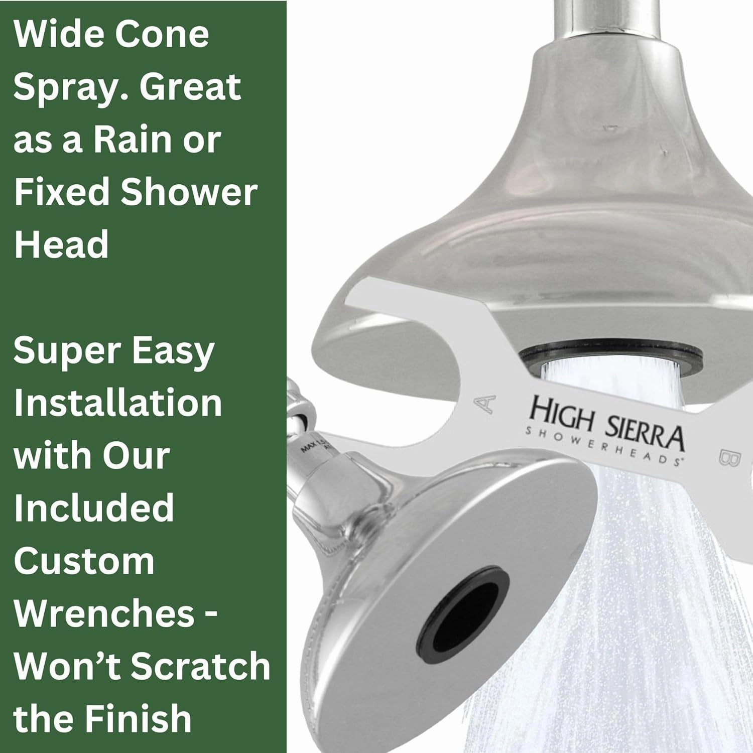 High Sierra Showerheads® - HALF DOME® Solid Metal 2.0 GPM Rain Shower, High Pressure Shower Head with Trickle Valve, Patented Nozzle Never Clogs - Brushed Nickel Finish