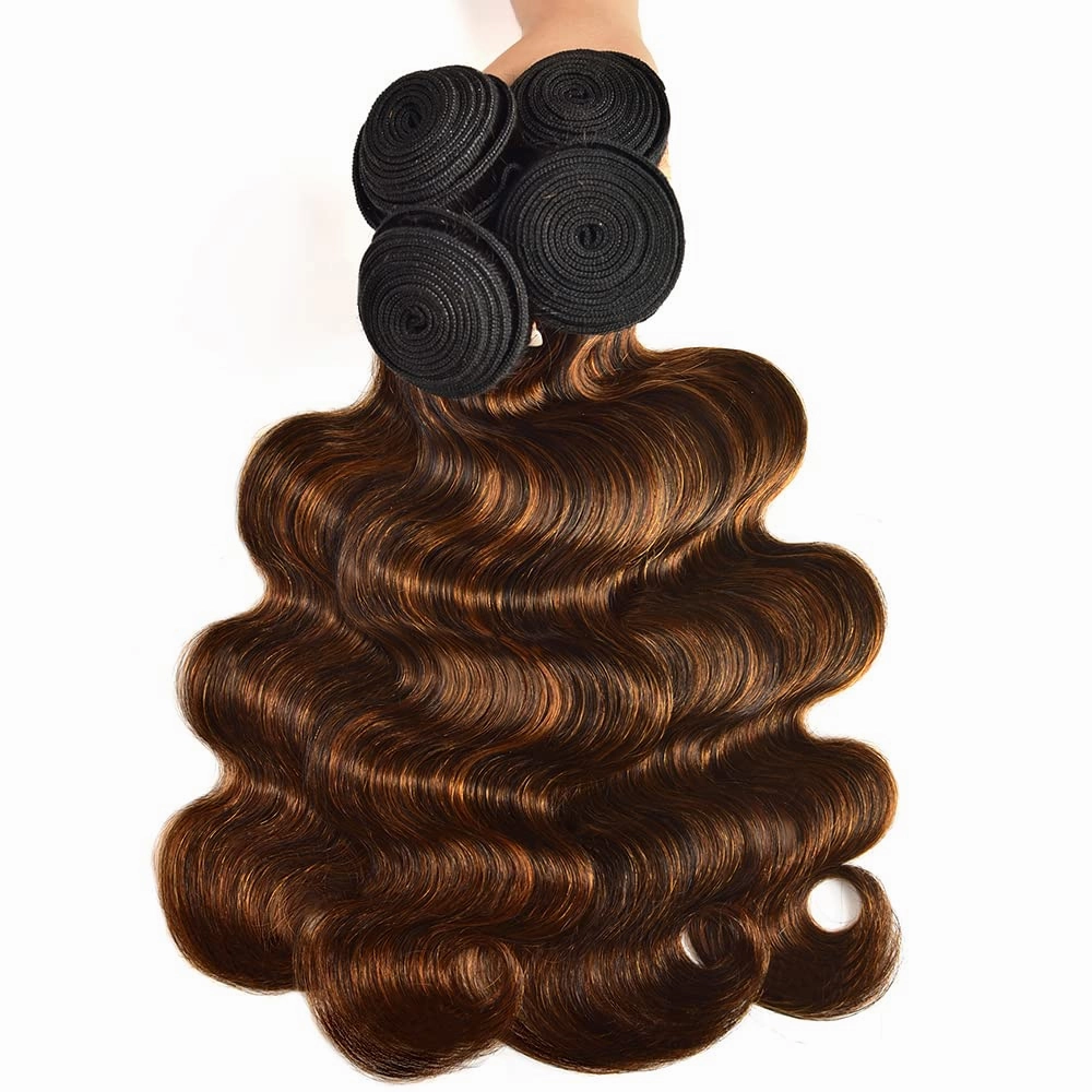 Highlight Bundle P4/30 Body Wave Bundles Dark Brown Tow Tone Human Hair Bundle Grade 8A Real Unprocessed Virgin Hair Extensions Piano Color 8 10 12 Inch
