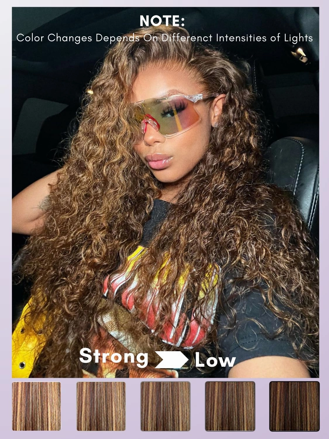 Honey Blonde Highlight Deep Wave Bundles with Frontal Closure, 10A Thick Tracks Deep Wave 13x4 Ear to Ear Lace frontal and 3 Bundles Virgin Hair 4/27 Ombre Brown Curly Bundles 10 12 14   10 Inch