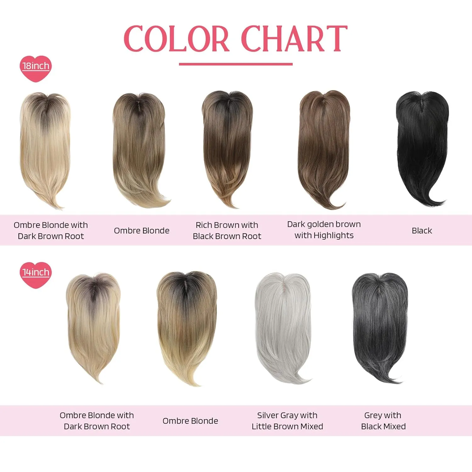 HOOJIH Hair Topper, Long Layered Hair Topper with Bangs for Women with Thinning Hair 14 Inch Slightly Curled Ends Wiglets Synthetic Fiber Hair Pieces for Women - Dark Grey