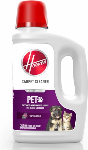 Hoover Pet Carpet Cleaner Solution, 64 oz., Tropical Breeze Scent, Deep Cleaning Carpet Shampoo Solution, Eliminates Urine Stains and Odors, Pair with Hoover Carpet Cleaner Machine