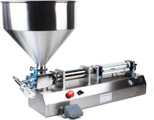 Horizontal Pneumatic Liquid Paste Filling Machine 50-500ml/1.7-16.9oz Single-head Filling Machine Manual Cream Filling Machine Liquid Filler for Food Cosmetic Cream Shampoo