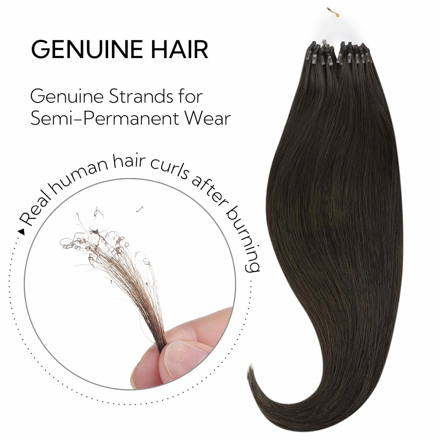 HOTBANANA Micro Ring Hair Extensions Human Hair, 16 inch 50g 50s Dark Brown Micro Beads Real Human Hair Extensions Straight Micro Link Micro Loop Hair Extensions