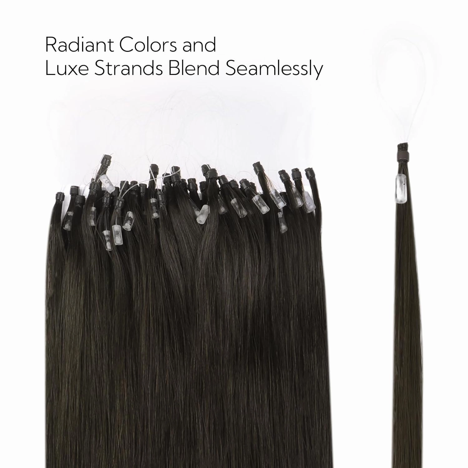 HOTBANANA Micro Ring Hair Extensions Human Hair, 16 inch 50g 50s Dark Brown Micro Beads Real Human Hair Extensions Straight Micro Link Micro Loop Hair Extensions