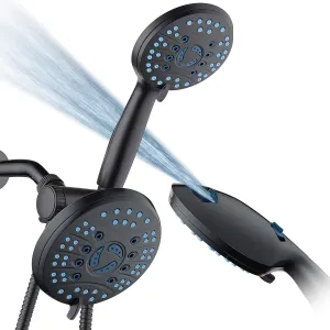 Hotel Spa AquaCare As-Seen-On-TV High Pressure Handheld & Rain 50-mode 3-way Shower Head Combo with Anti-clog Jets, 2-mode Tub & Pet Power Wash, Extra Wall Bracket, 6 ft. Hose, Matte Black