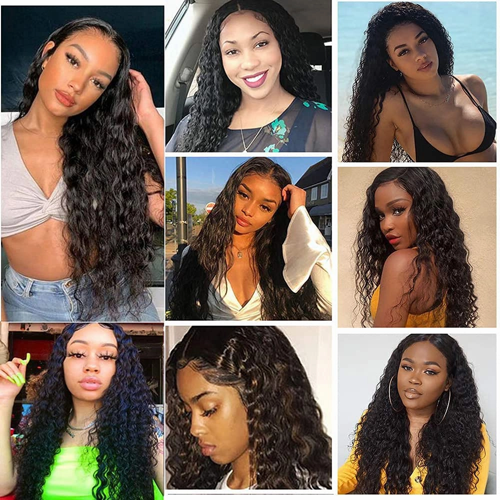 Human Hair Bundles Water Wave Bundles 18 Inch 1 Bundle Unprocessed Brazilian Virgin Hair #1B Natural Color Water Wave Human Hair Extensions