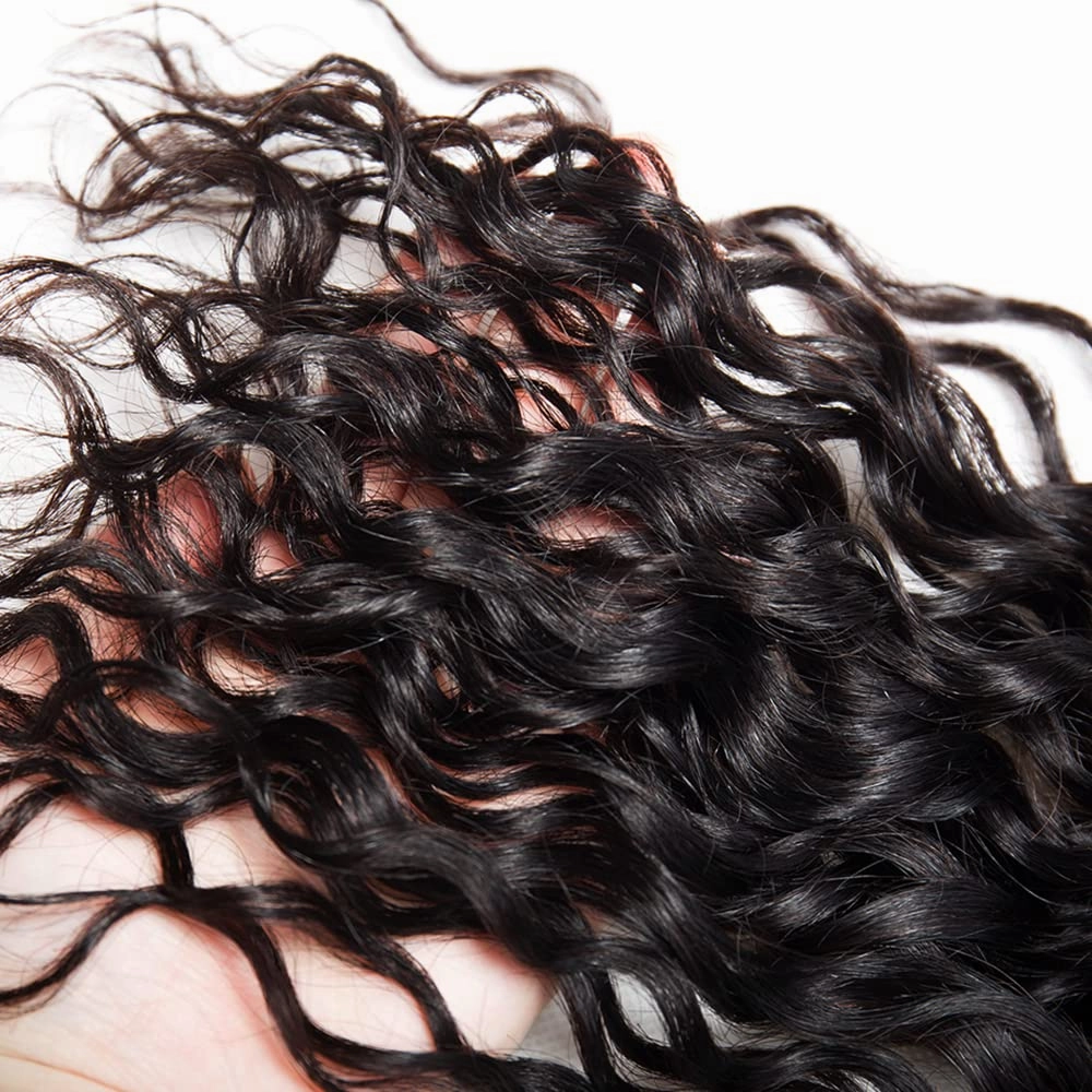 Human Hair Bundles Water Wave Bundles 18 Inch 1 Bundle Unprocessed Brazilian Virgin Hair #1B Natural Color Water Wave Human Hair Extensions