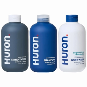 Huron Shower Kit - Shampoo, Conditioner, & Body Wash For Men - Citrus   Eucalyptus Scent - Hydrating & Nourishing Men's Shampoo & Conditioner