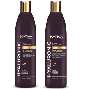 Hyaluronic Q10 Shampoo and Conditioner Pack set of 2. Vegan Deep Hydration & Anti-Breakage without Sulfated and Parabes Free.