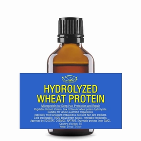 HYDROLYZED WHEAT PROTEIN - Liquid - 50g | 1.76oz - Microprotein for Hair, Skin, Baby Care, Body Wash, Sensitive Skin - Deep Hair Protection, Restructuring and Repair - Shampoos, Conditioners
