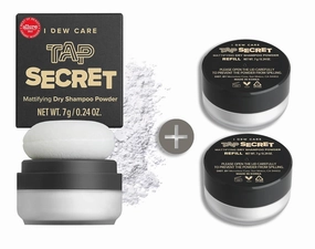 I DEW CARE Dry Shampoo Powder - Tap Secret Orignal   Refill 2 Pack | With Black Ginseng, Non-aerosol, Benzene-free, Mattifying Root Boost, No White Cast, Travel Size, Hair Volume