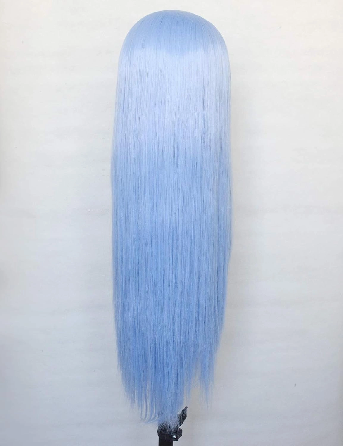 Ice Blue Lace Front Wigs Synthetic Long Straight T-part Lace Synthetic Hair Replacement Wigs Light Blue Half Hand Tied 22 inch Daily Wear Cosplay