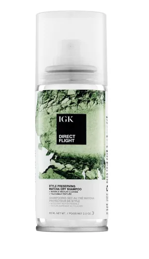 IGK DIRECT FLIGHT Multi-Tasking Matcha Dry Shampoo | Light Cleanse   Style Preserving | Vegan   Cruelty Free |